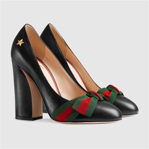 gucci embellished leather pumps|farfetch gucci heels.